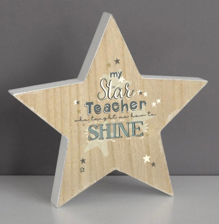 My Star Teacher Rustic Wooden Star Decoration