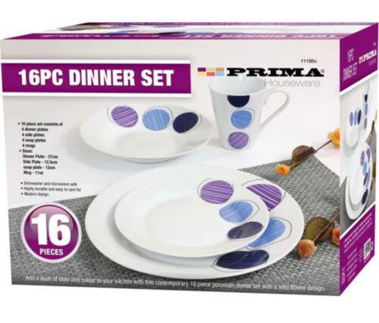 16PC DINNER SET KITCHEN PLATE MUG SIDE BOWL DINNERWARE