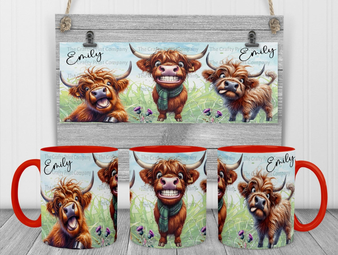 Cows funny faces personalised mug