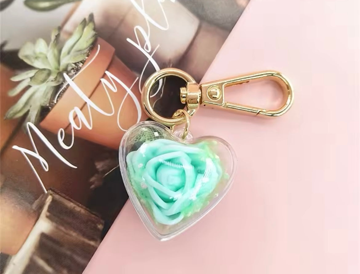 Rose Keychain Love Heart