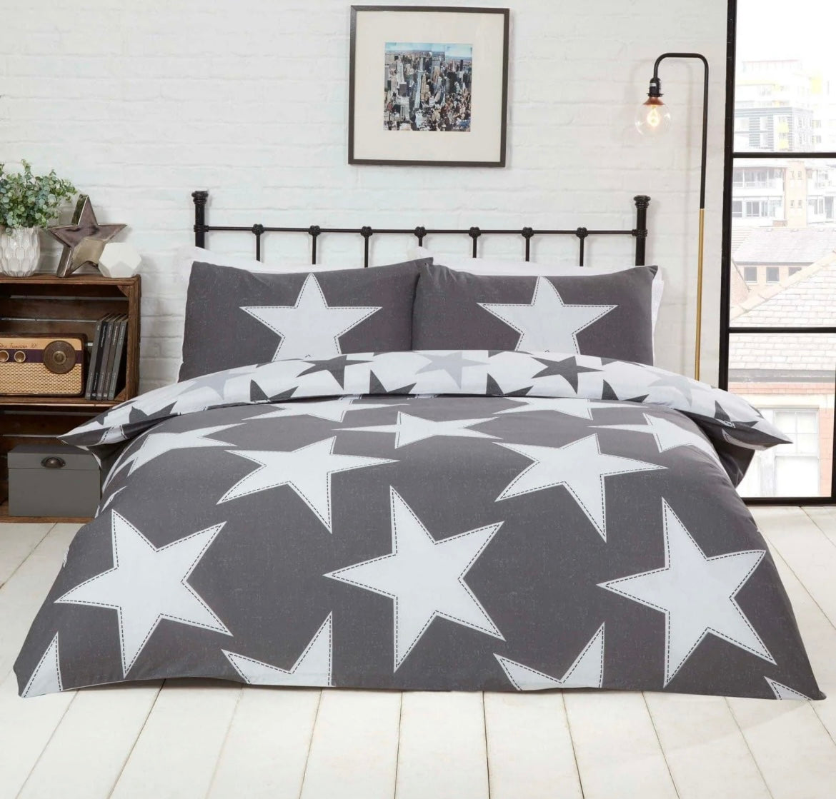 All Stars Reversible Grey Duvet Cover Set