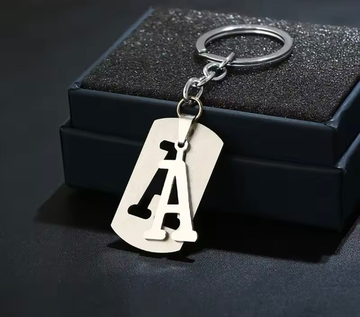 Letter stainless keyring