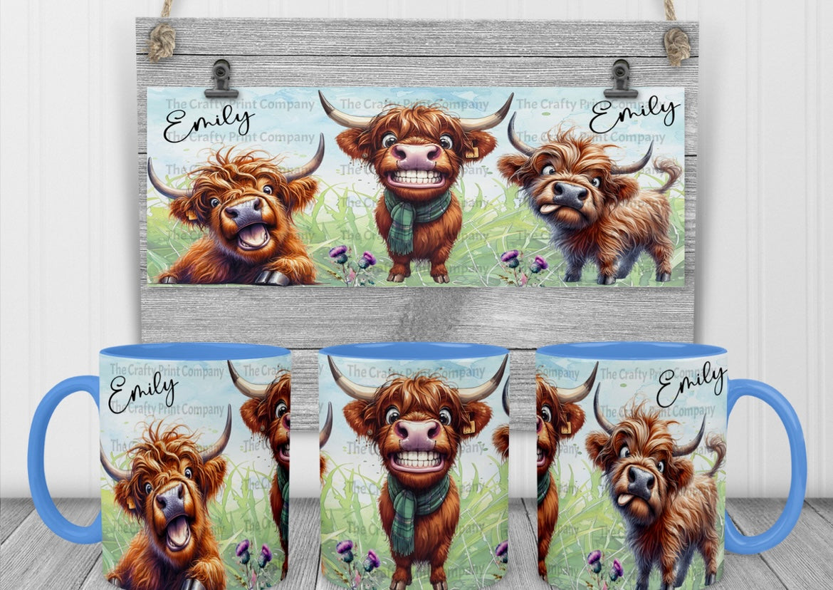 Cows funny faces personalised mug