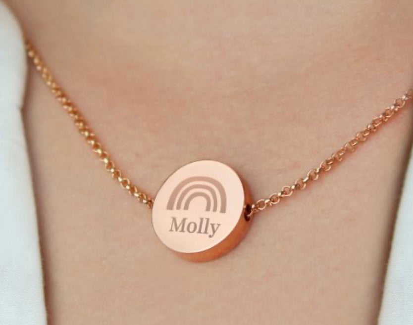 Personalised Rainbow Disc Necklace