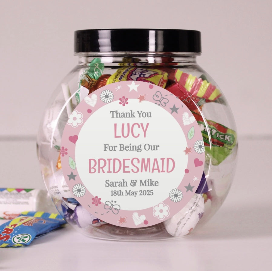 Personalised Bridesmaid Sweet Jar