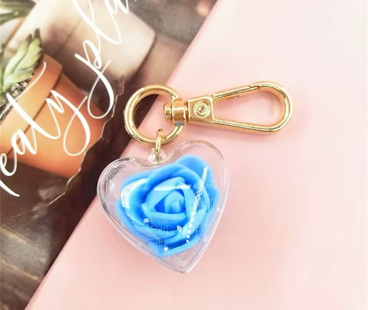 Rose Keychain Love Heart