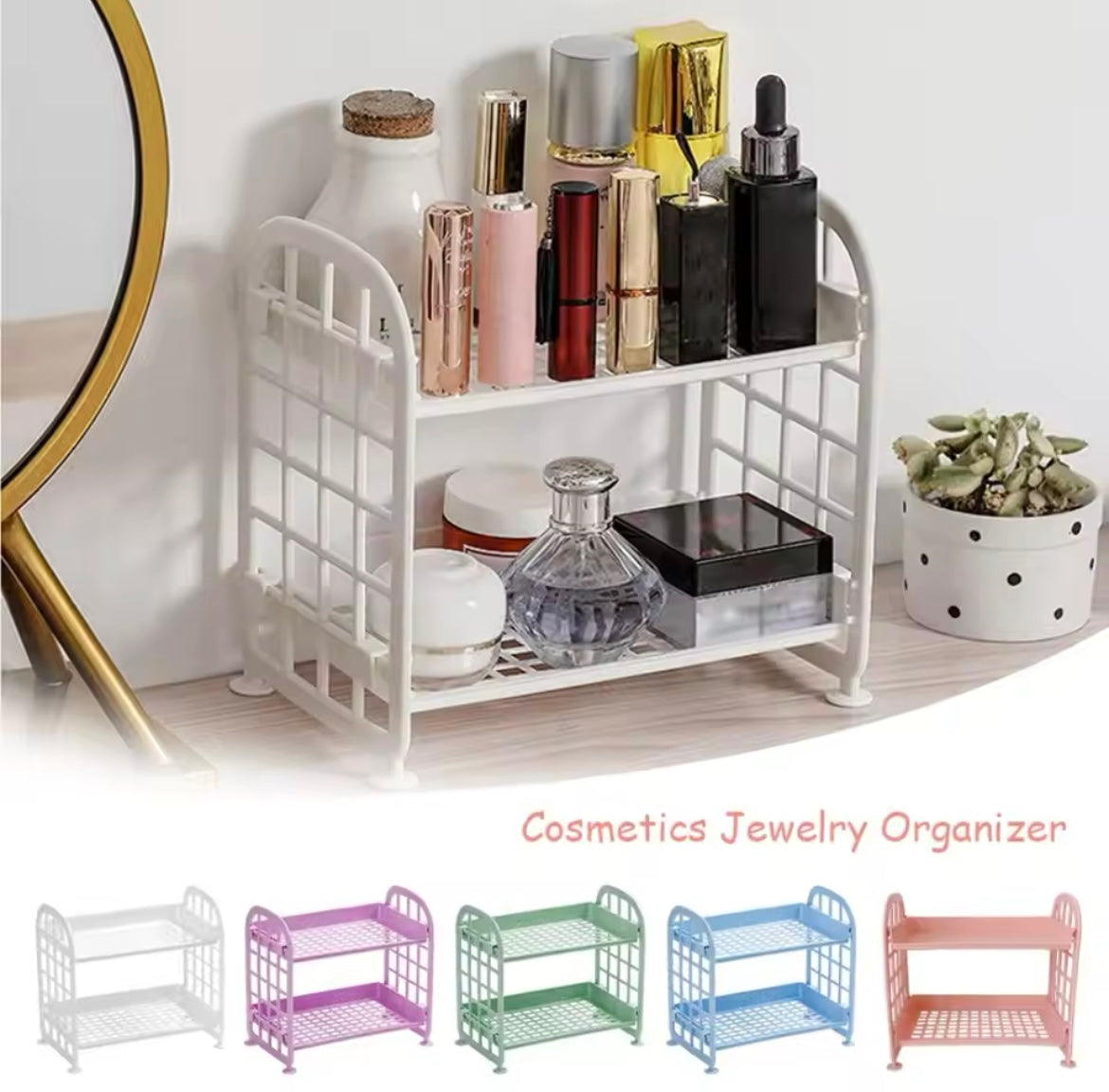 2-Tier Plastic Shelf Makeup Organizer