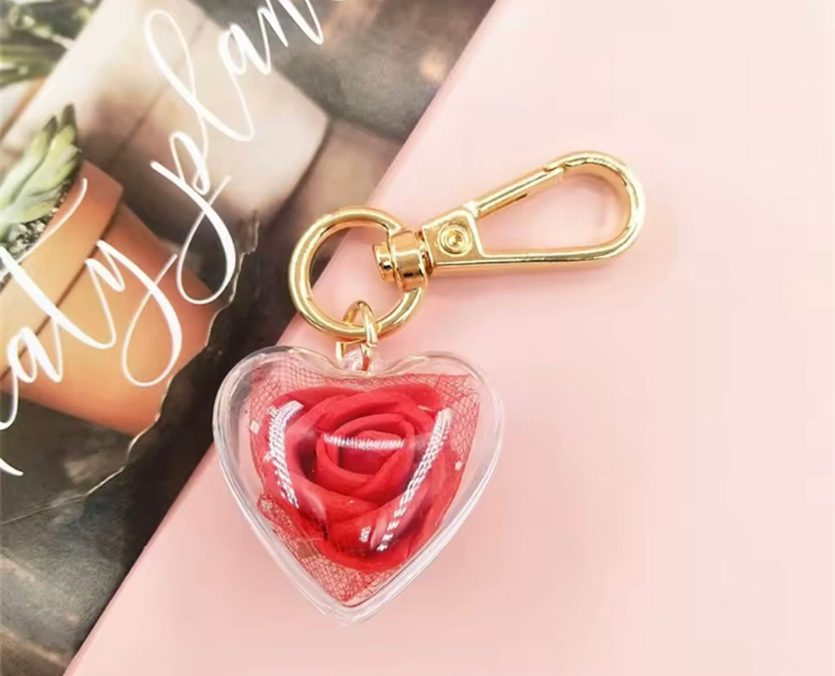 Rose Keychain Love Heart