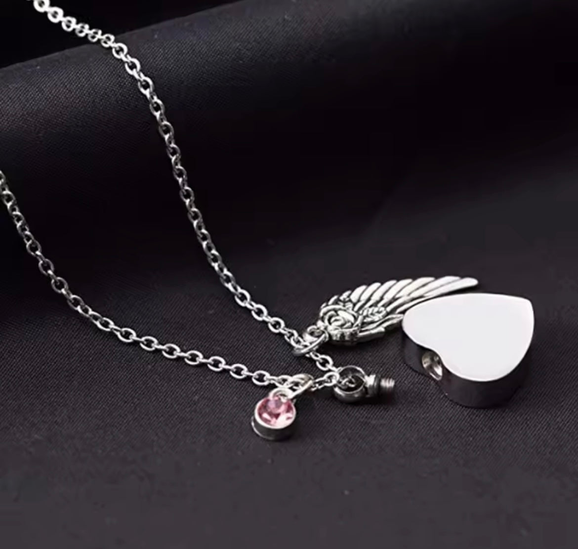 Heart Urn Necklace for Ashes with 12 Birthstones Cremation Jewelry for Ashes Stainless steel