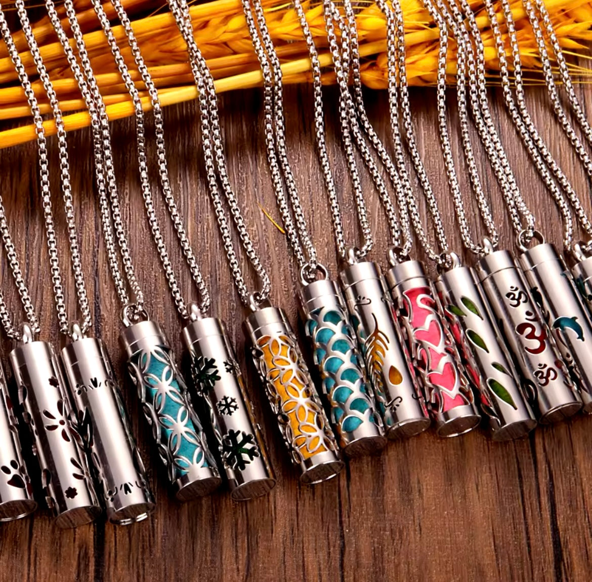 Stainless Steel Vertical Bar Air Freshener Perfume Oil Diffuser Locket