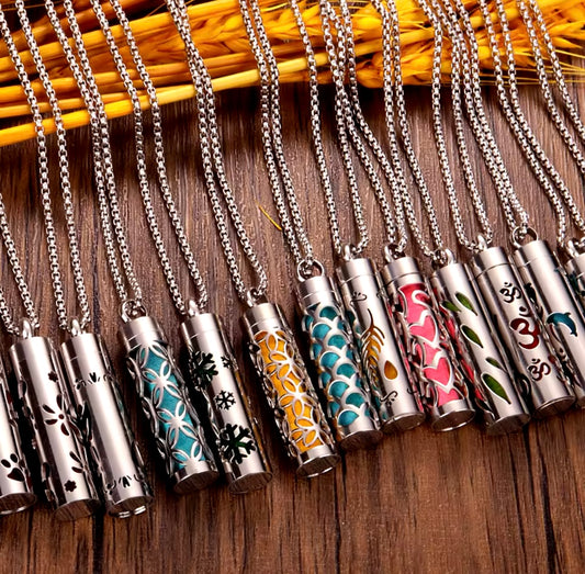 Stainless Steel Vertical Bar Air Freshener Perfume Oil Diffuser Locket