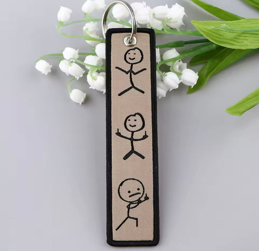 Funny Stickman Keychain Cute Embroidery