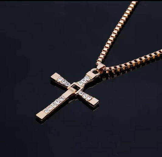 F&F Crystal Men Cross Pendant Necklace