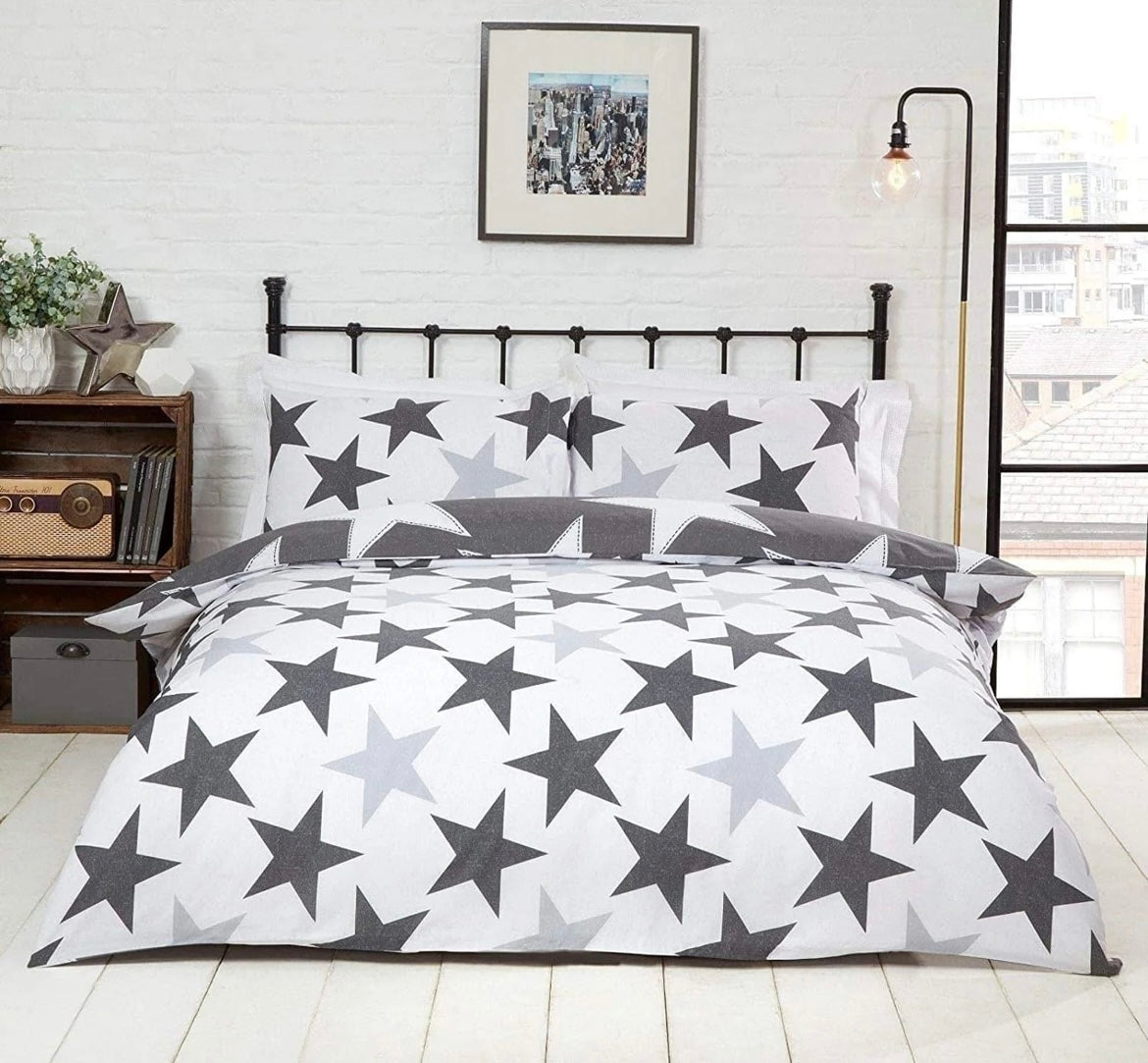 All Stars Reversible Grey Duvet Cover Set