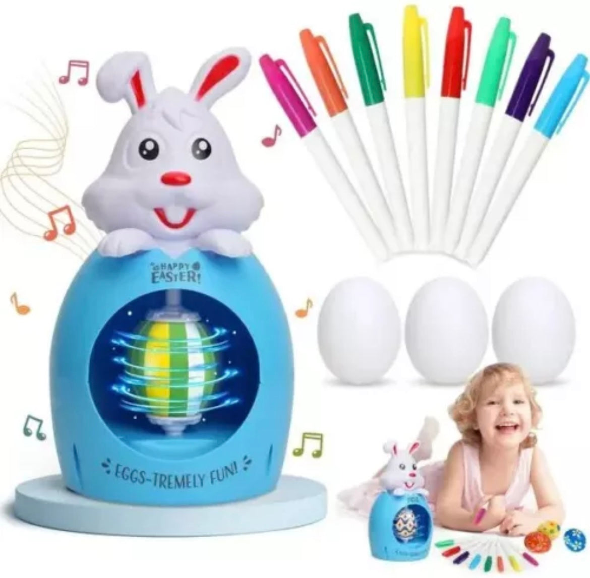 Easter Eggs Decorating Kit for Kids, DIY Painting Easter Egg Hunt Spinner Crafts