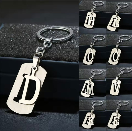 Letter stainless keyring