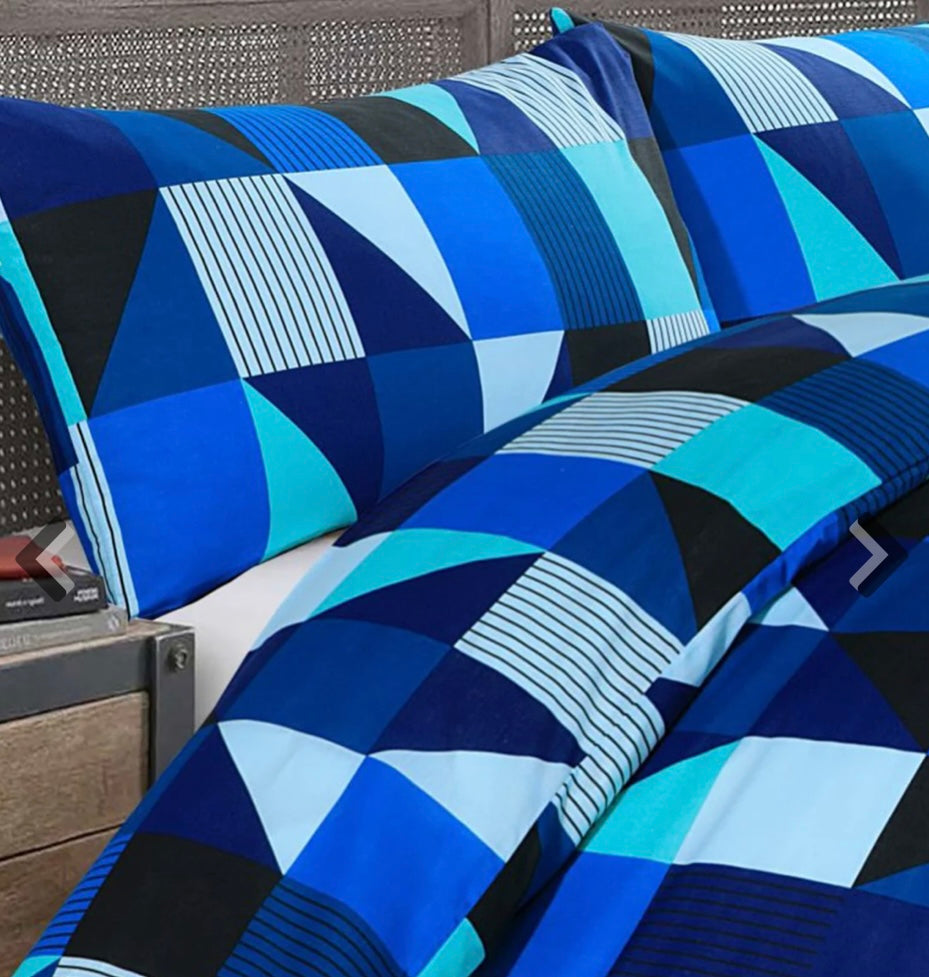 Geometric Jazz Blue Duvet Cover & Pillowcase Set