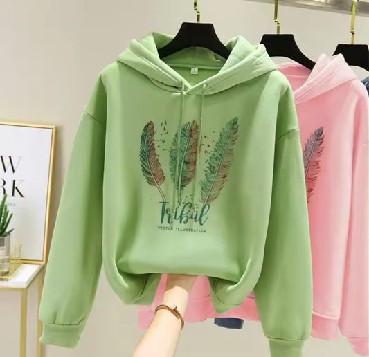 Feather printed hoodie