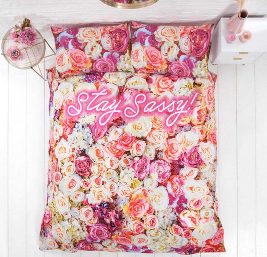 Stay Sassy Neon Floral Print Multicolour Duvet Cover Set