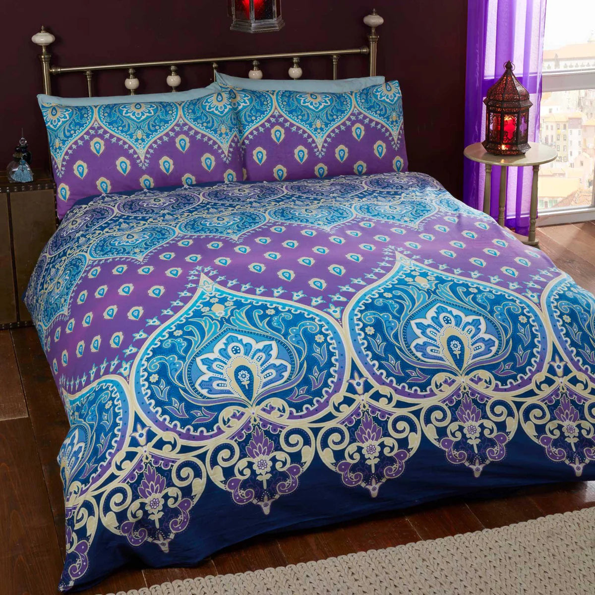 Indian Paisley Print Sapphire Duvet Cover Set