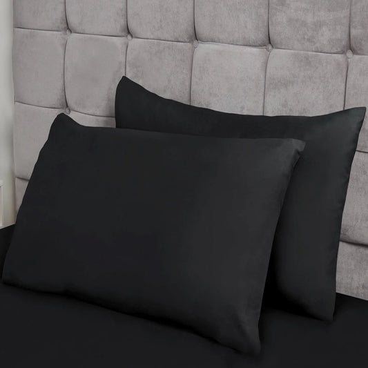 Lyla Microfibre Black Pillowcase Pair