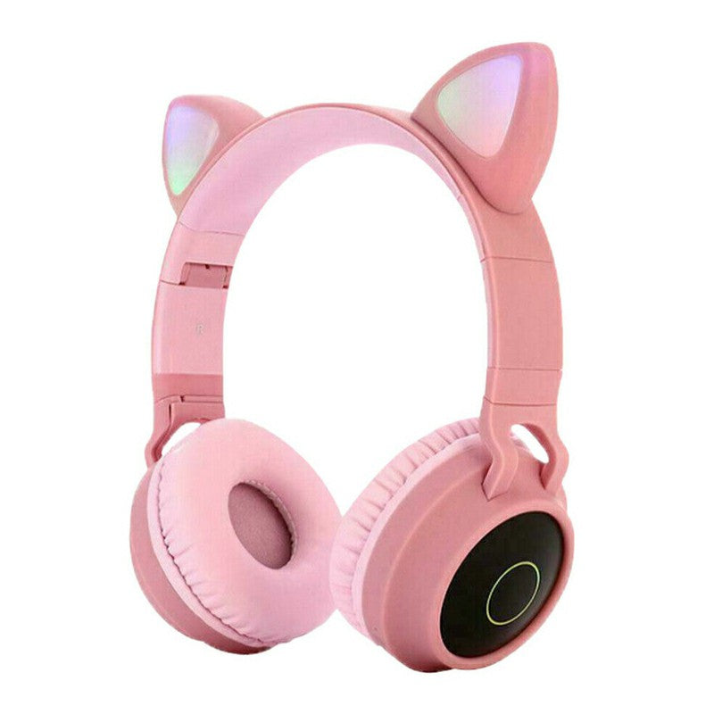 Wireless Cat Ear Bluetooth 5.0 Stereo Bass Headset LED Lights Earphone for Adults