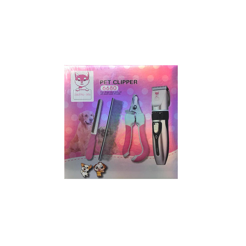 Pet Dog Grooming Clipper Set of 4 with Comb Nail Clipper and Nail File