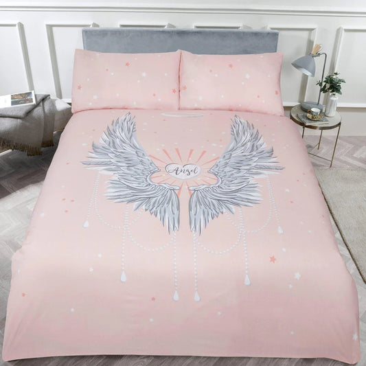 Angel Wings Glitter Blush Pink Duvet Cover Set