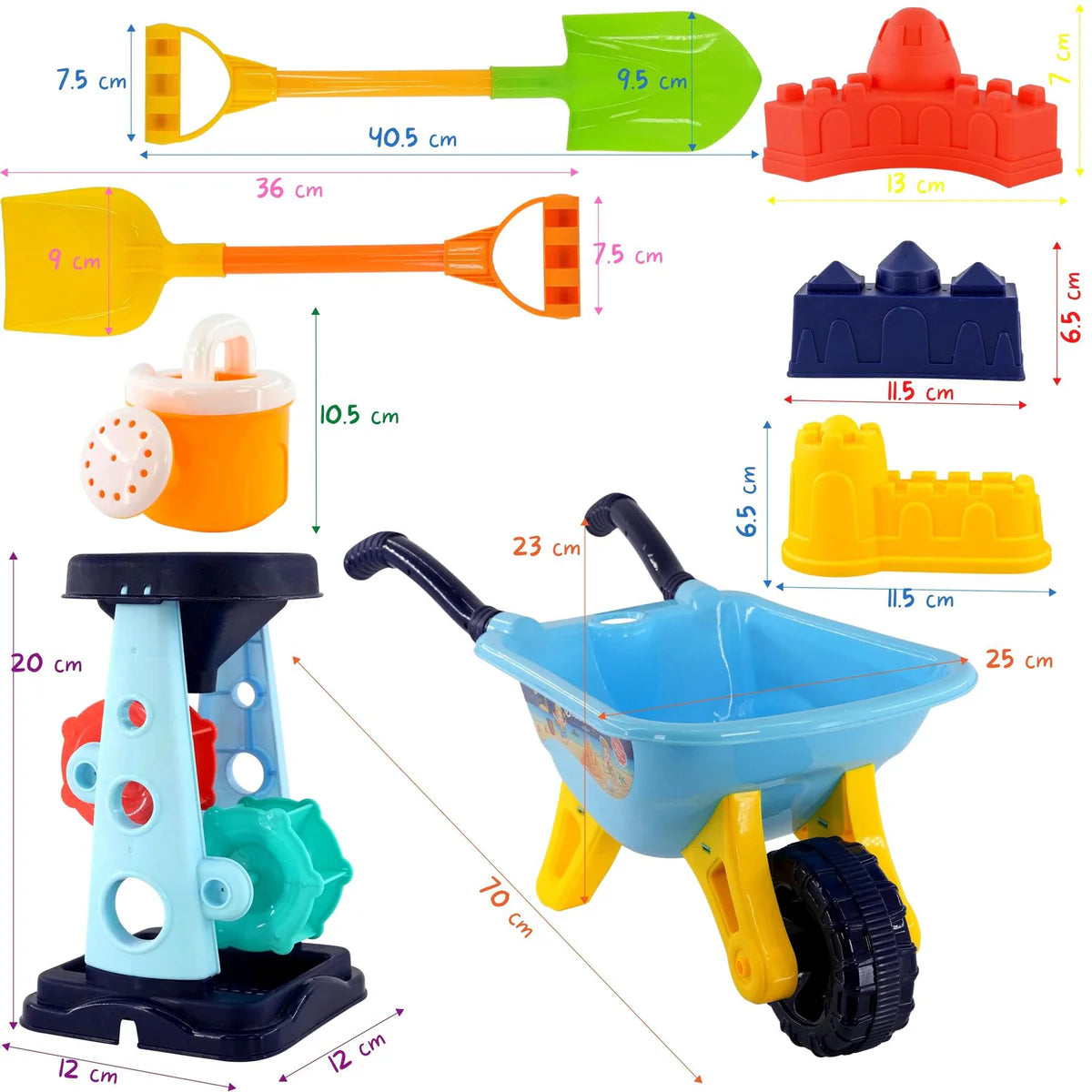 Sand and Water Beach Toys Mill, Wheelbarrow Accessories Playset